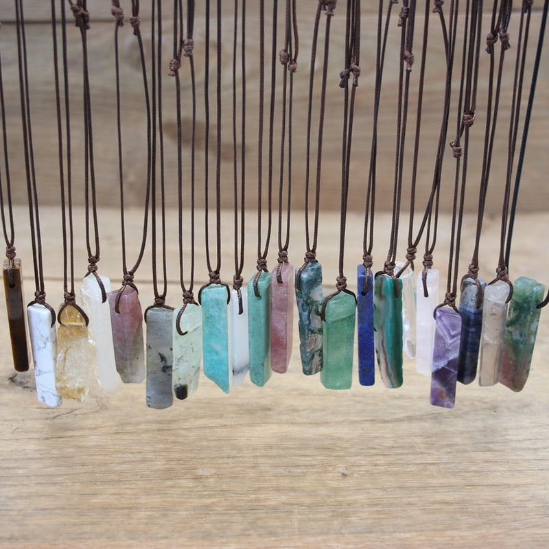 Healing Crystal Natural Stone Slice Pendants Necklace