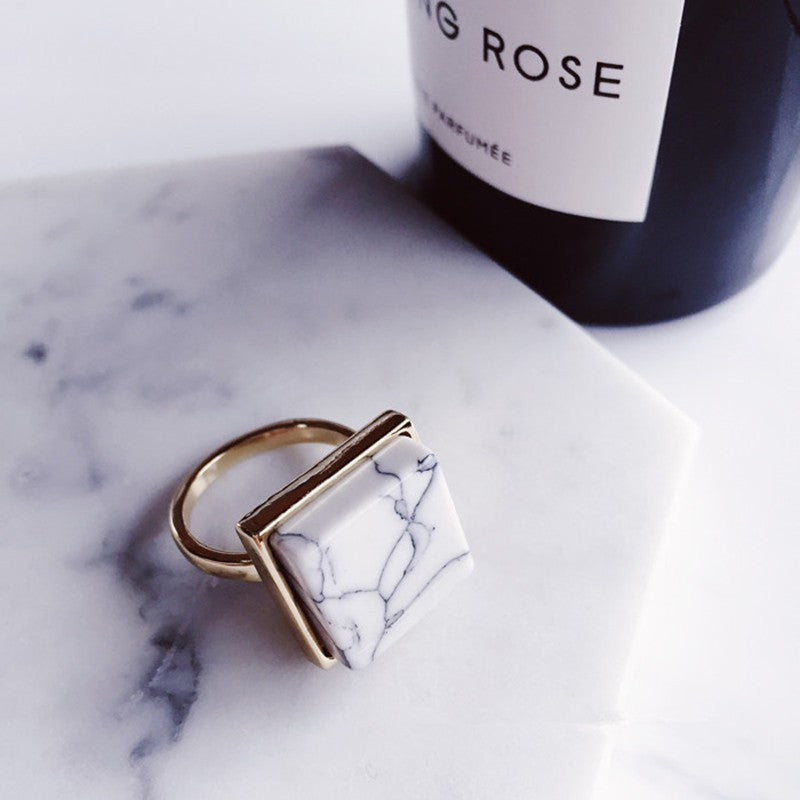 Female Geometric Marble Ring