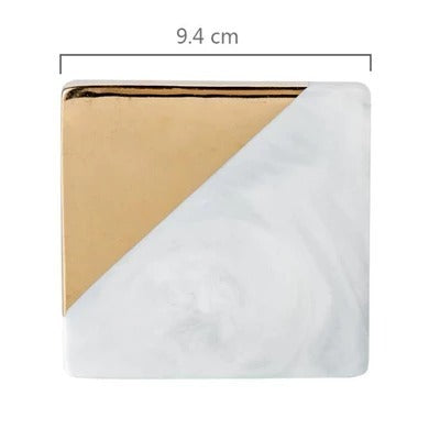 Marble gold plated ceramic coaster