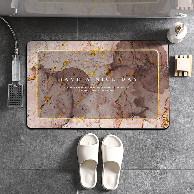 Bathroom Marble Print Non-slip Floor Mat