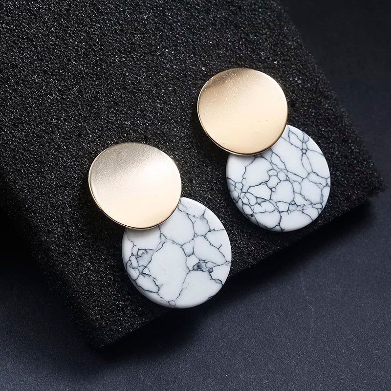 Black And White Marble Earrings