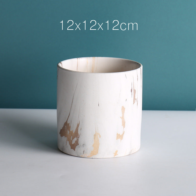 Round marble pattern of ceramic flower pot