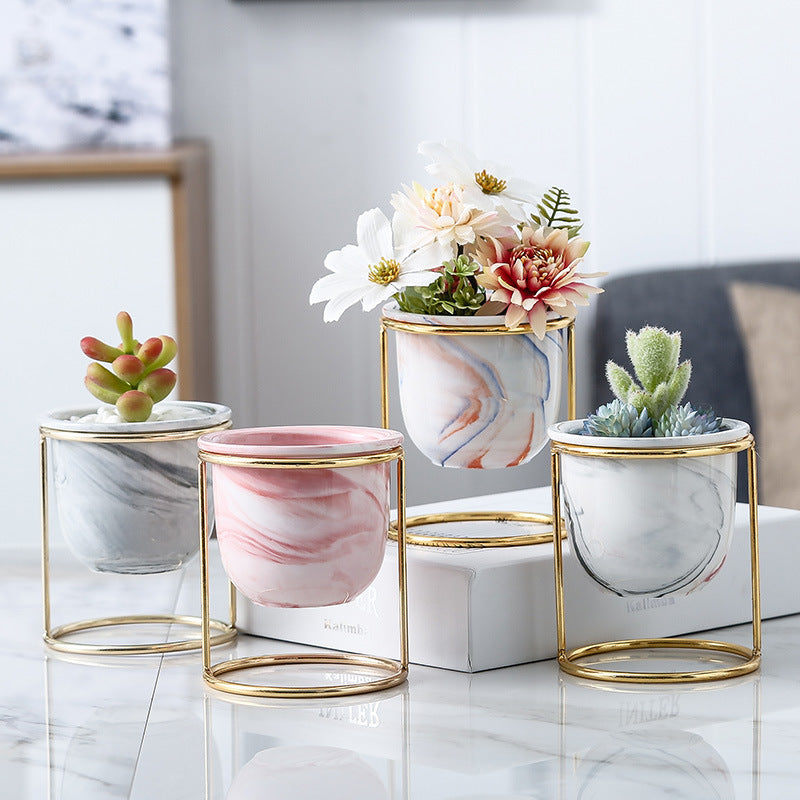 Marble ceramic flower pot