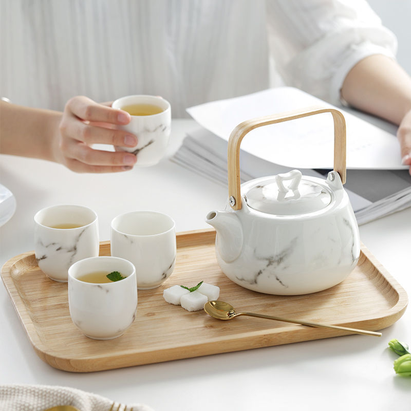 Japanese Ceramic Cup Marble Pattern Tea Set