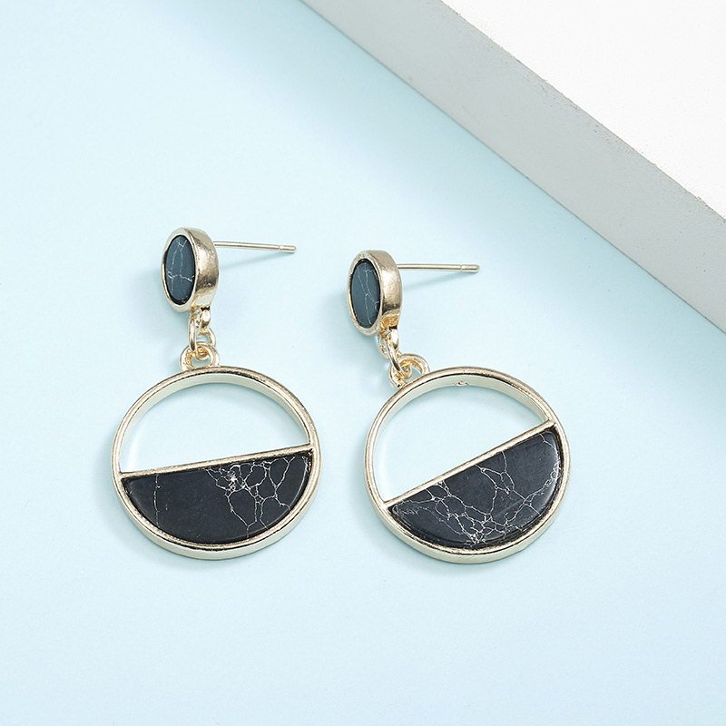 Marble Circle Earrings