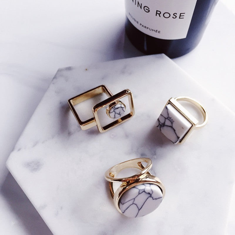 Female Geometric Marble Ring