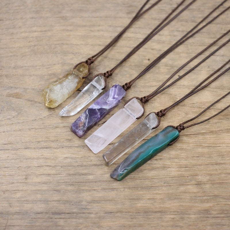 Healing Crystal Natural Stone Slice Pendants Necklace