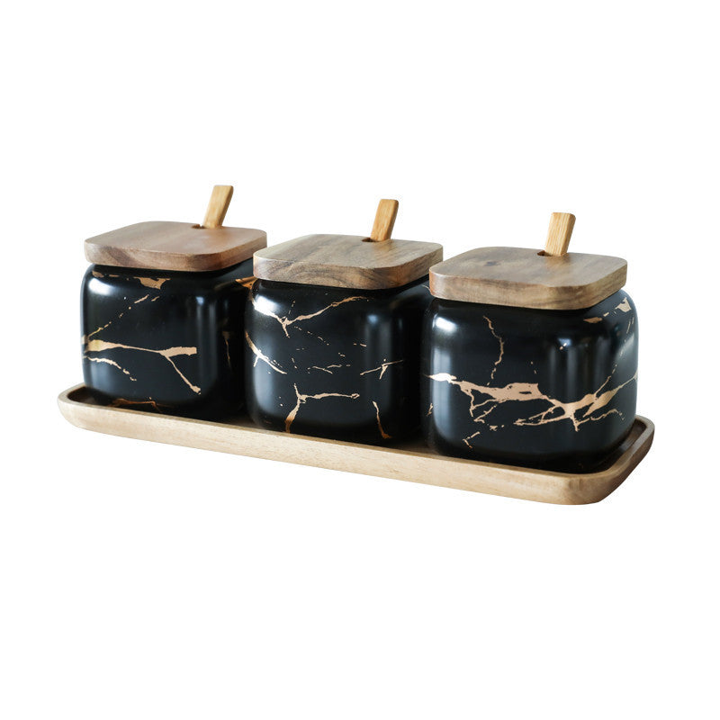 Nordic Gold Marble Jar Set