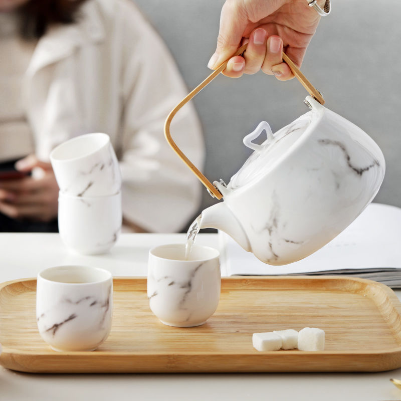 Japanese Ceramic Cup Marble Pattern Tea Set