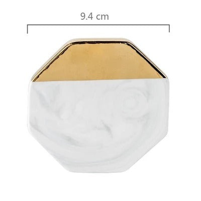 Marble gold plated ceramic coaster