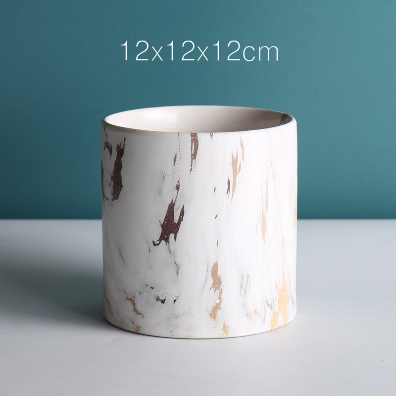 Round marble pattern of ceramic flower pot