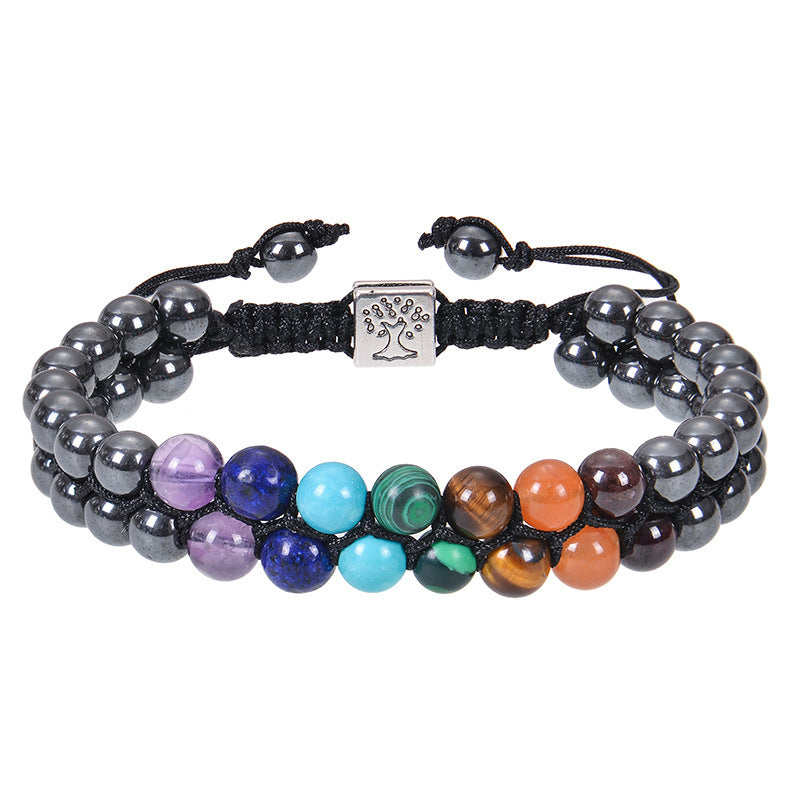 Fashion Jewelry 6mm 7 Chakra Stone Bead Yoga Meditation Bracelet Healing Crystal Double Layer Natural Gemstone Beaded Anxiety Bracelets For Women