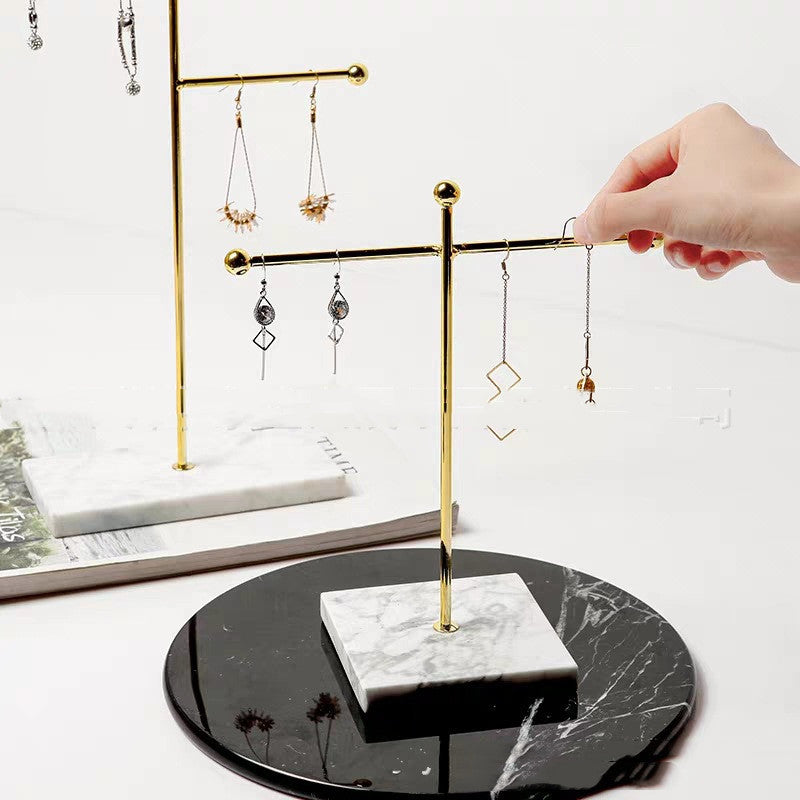 Natural Marble Jewelry Stand Gold Display