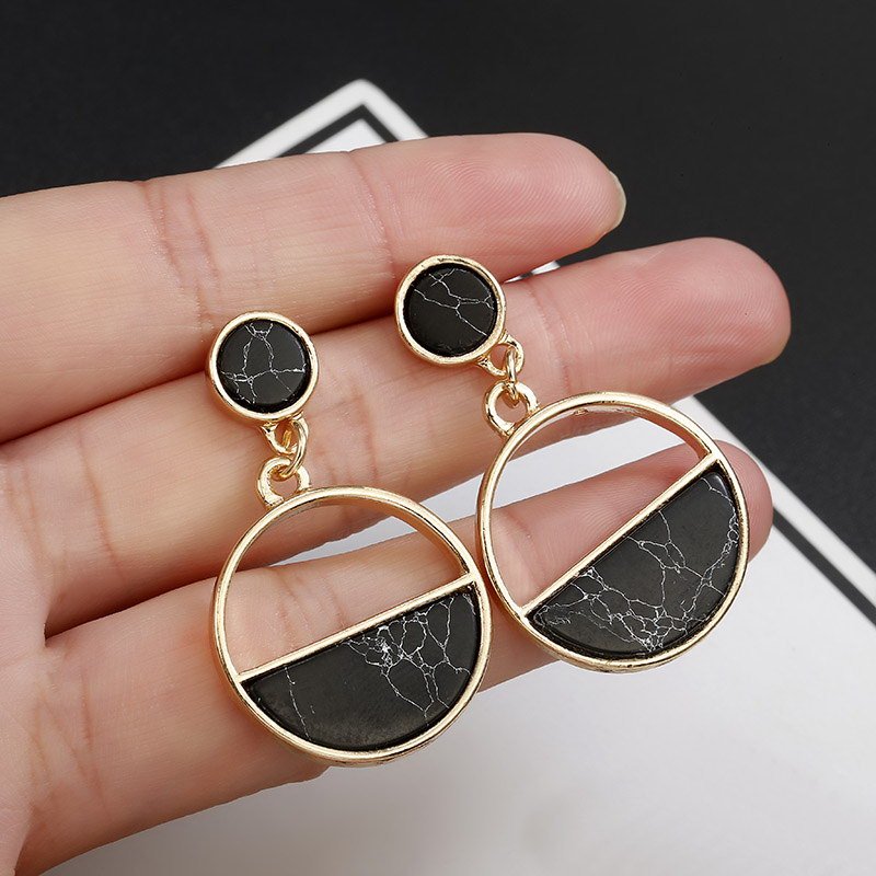 Marble Circle Earrings