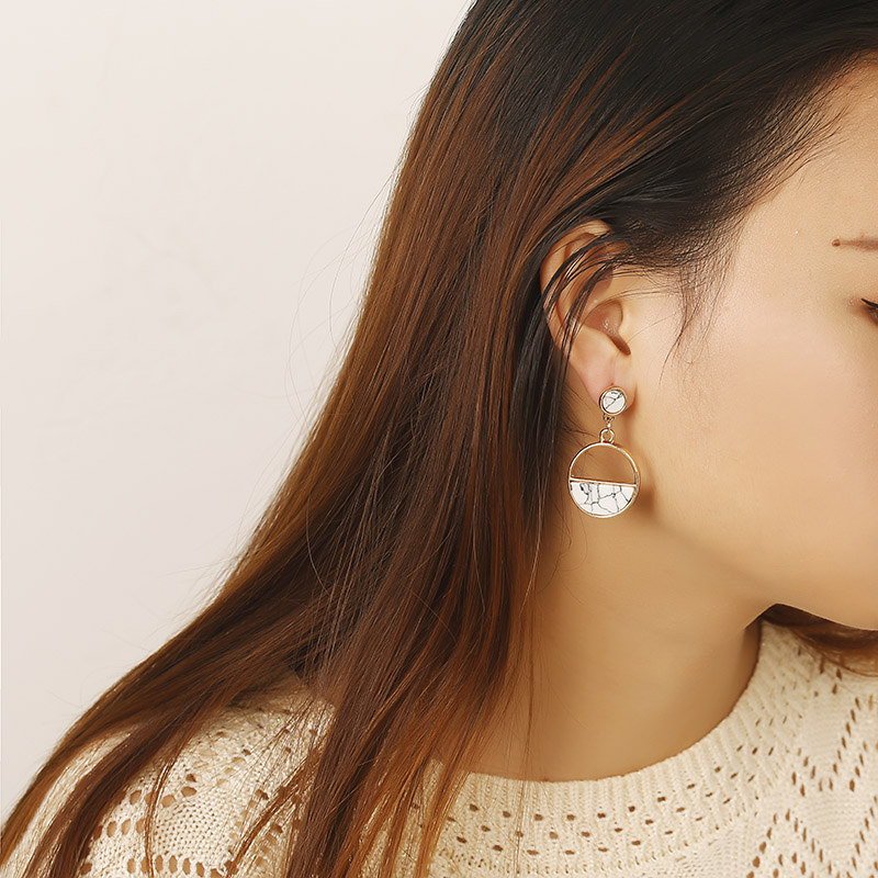 Marble Circle Earrings