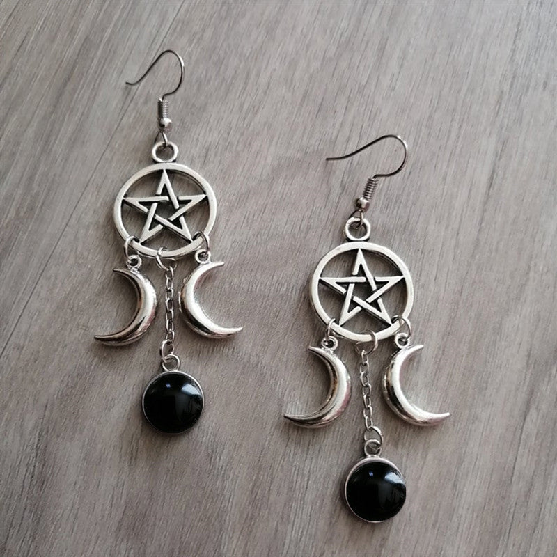 Five-pointed Star Purple Stone Earrings Natural Stone